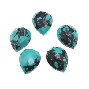blue polished synthetic turquoise cabochon heart shaped for jewelry making diy 1462316