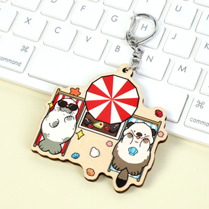 Vograce Custom Material High Quality Personalized Anime Cartoon Wooden Wood Keychain 4mm Basswood Keychains