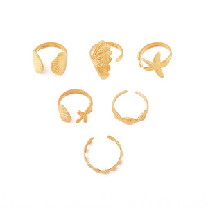 Fashion Jewelry <b>Sets</b> Alloy Gold Plated Bohemia Style <b>Rings</b> For <b>Women</b> Party Wear Butterfly Flower Design - Product Image 4