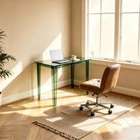 Bureau en acrylique transparent vert moderne sur mesure, bureau d'écriture en lucite transparente, table en acrylique pour bureau à domicile et salle d'étude