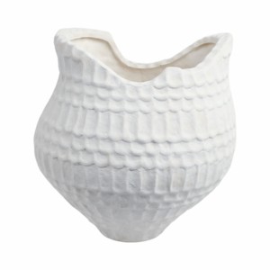 Vaso Moderno in Porcellana con Texture Ondulata, Elemento Scultoreo per l'Arredamento del Soggiorno - Product Image 4
