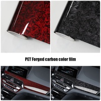 Accessoires de voiture, autocollants décoratifs pour voiture en fibre de carbone forgée noire, matériaux écologiques PET faciles à utiliser, rouge brillant, film de protection