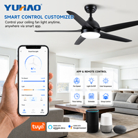 Ventilateur de plafond LED intelligent personnalisé avec moteur BLDC, variateur d'intensité, blanc, 52 pouces, pour salon, salle à manger, salle de classe, bureau