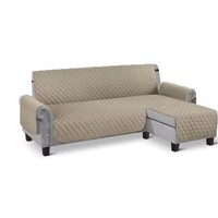 Housse de canapé en forme de L anti-animaux 100% polyester lavable imperméable matelassée à pois antidérapante pour canapé sectionnel