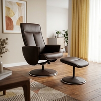 Vente en Gros de Meubles Modernes en Tissu Microfibre Pu Fauteuil Inclinable à Base Pivotante Manuel avec Repose-Pieds