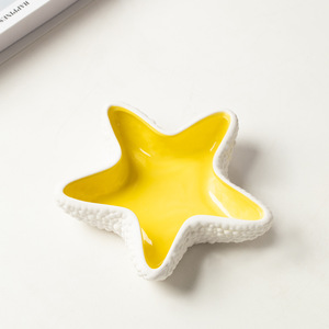 Plateau à bijoux en céramique Pine Pavilion Starfish, blanc, bleu, jaune, rose, pour rangement domestique, ornement, organisateur d'entrée, décoration - Product Image 5