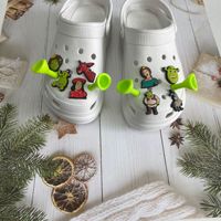 Nouveauté : Breloques de chaussures en silicone et PVC souple 3D Shrek, motif dessin animé, pour la décoration de chaussures d'enfants, vente en gros, décorations de fête