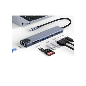 Sampel gratis NEEXXT B81 8 in 1 hub Tipe C HD MI 4K 30Hz atau 60Hz USB 3.0 Pembaca kartu TF SD pengisian PD