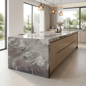 Lastra di Quarzite Aquarella per Isola Cucina Moderna e Rivestimento Pareti - Superficie Lucida per Applicazioni in Villa - Product Image 1