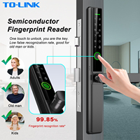 Kunci Pintu Geser Elektronik Tuya Wifi Smart Lock untuk Pintu Kaca dengan Bingkai Aluminium Kecil