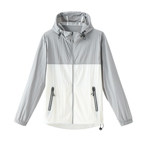 Chaqueta de Verano para Parejas, Anti-UV, de Nailon, con Protección Solar, Cierre de Cremallera, Capucha, Diseño Colorblock, Ligera, Repelente al Agua, para Actividades al Aire Libre - Product Image 4