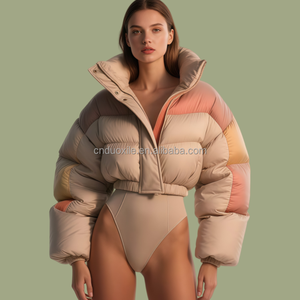 Piumino Corto Invernale da Donna Personalizzato di Lusso In Softshell <span class=keywords><strong>Trapuntato</strong></span> 800FP, Giacca di Alta Qualità da Esterno, Cappotti Imbottiti da Donna - Product Image 3