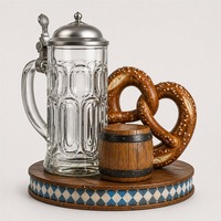 Ensemble de fûts à bière d'Oktoberfest sur mesure avec bretzel et plateau, service de fabrication OEM pour projet de cadeau de vacances