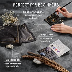 Kit d'accessoires de sorcellerie LANJO, fournitures et outils d'autel Wiccan, kit de sorts, mini cristaux, bougies de sorcière, cadeaux sorciers pour Halloween - Product Image 3