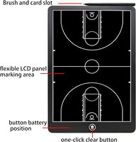 Tableau d'entraînement tactique portable pour entraîneur de basketball, personnalisable, magnétique, avec écran LCD, bloc-notes, 16 pouces, en matériau ABS 1