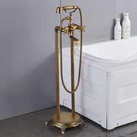 Robinet de baignoire classique noir en laiton antique, à poignée croisée, pour hôtel et villa