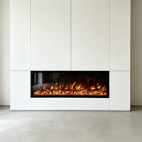 Cheminée électrique murale de 60 pouces avec flamme LED, télécommande, chaleur réglable pour salon, villa, hôtel, hall, complexe hôtelier