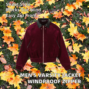 แจ็คเก็ตวาร์ซิตี้กันลมแบบซิปหน้าสำหรับผู้ชาย คอลเลคชั่นฤดูใบไม้ร่วงปี 2025 สไตล์ไฮสตรีท ผลิตจากผ้าโพลีเอสเตอร์/คอตตอนทอ คอตั้ง แจ็คเก็ตวาร์ซิตี้สำเร็จรูป - Product Image 2