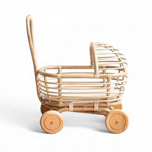 Cute Rattan <b>Stroller</b> <b>for</b> 6-36 Months Baby Dolls & <b>Toddlers</b> Not Foldable Playroom Decor & Safe Toy - Product Image 1