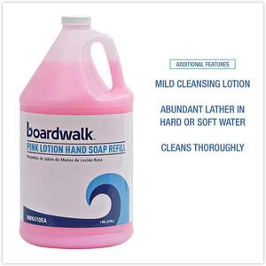 Savon liquide pour les mains Boardwalk Mild Pink Lotion Soap 1 gallon, parfum agréable, bouteille de 128 oz - Product Image 1