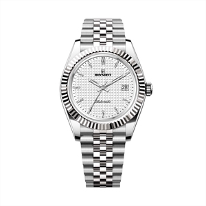 Montre de haute qualité avec cadran gaufré, bracelet Jubilé semi-brossé et semi-polie, lunette cannelée, compatible mouvements ETA 2824-2/SW200/SW260 - Product Image 1