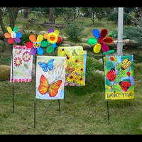 Impression par sublimation de haute qualité 30x45cm drapeau de pelouse double face 12x18 pouces ligne bleue drapeau de jardin vierge avec support de poteau
