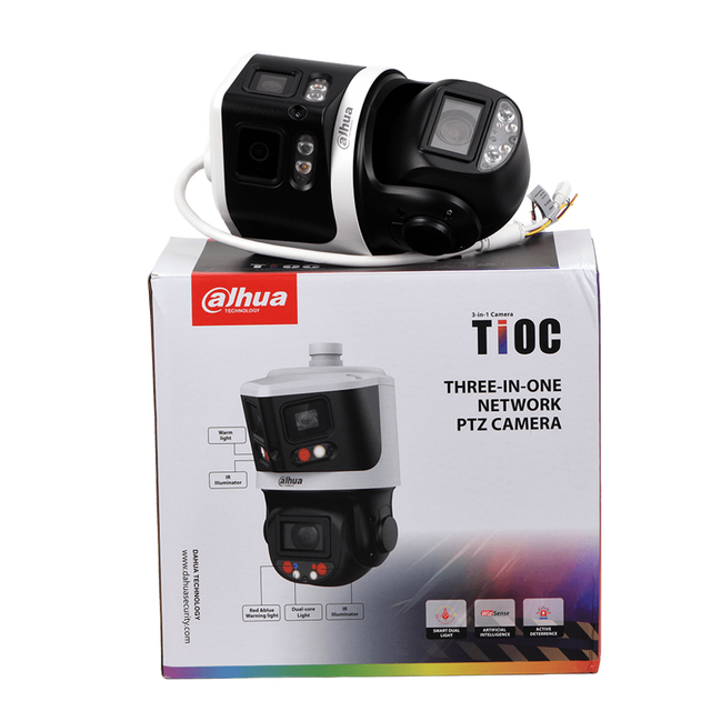 Dahua SDT3E410-8P-MB-A-PV1 X-Spans Series 8MP+4MP 10x Starlight TiOC Dual-Channel Panoramic & PTZ Camera With Active Deterrence
