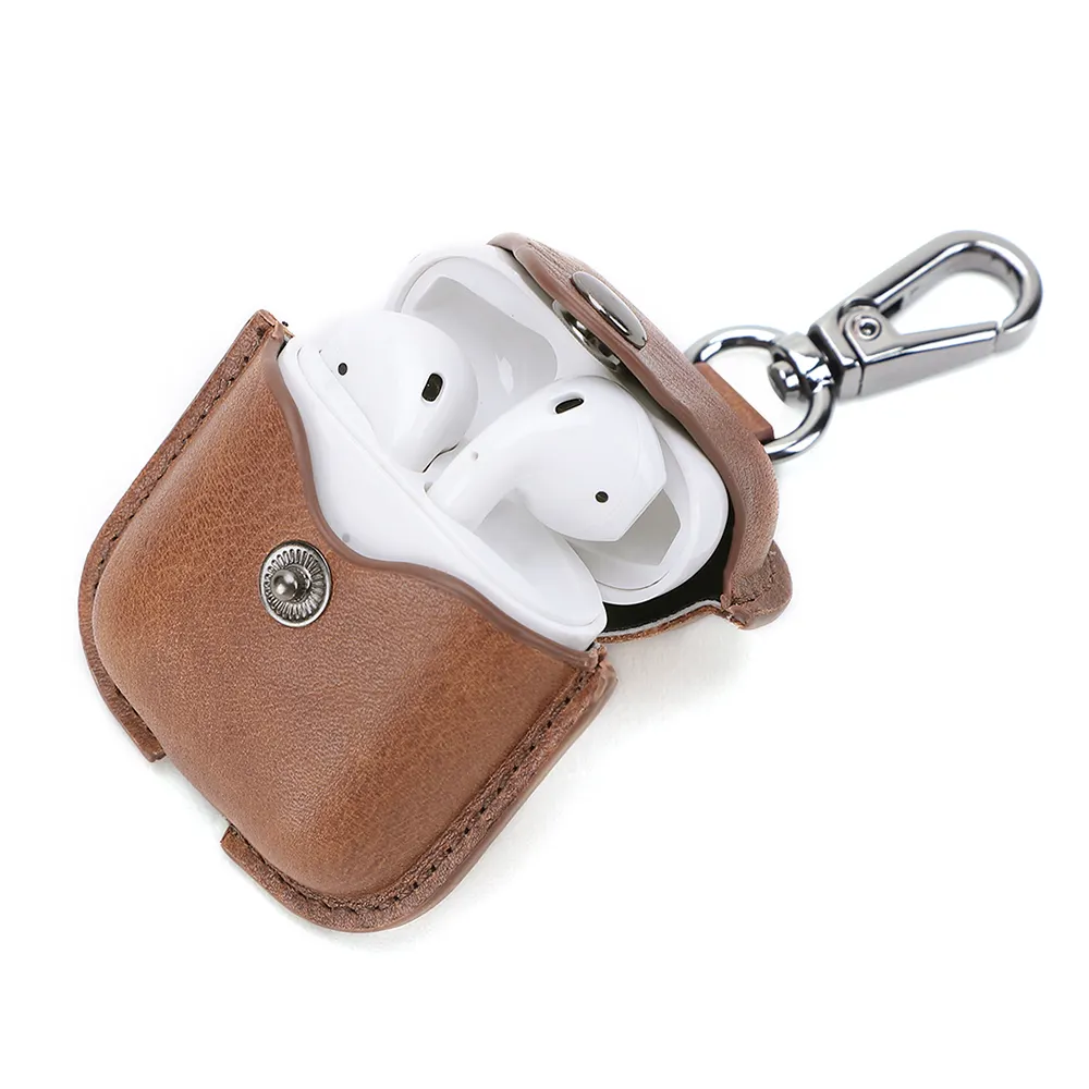 Casing pelindung Earphone portabel kulit asli, sampul kantong pembawa Headphone Earphone nirkabel untuk Apple Airpods Pro