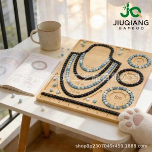 Wood Beading Design Tray 6 7 8 In Bracelet <b>Necklace</b> Measuring Jewelry Making Tool Display Tray - Product Image 5
