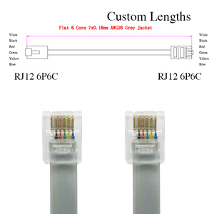 Shnawei ODM สาย OEM สายเคเบิลประกอบ6P6C RJ12กับ RJ12สายเคเบิลสีเทาแบน26 AWG - Product Image 6