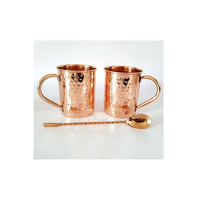 Articles les plus vendus Tasse droite en cuivre avec cuillère à soda Conception martelée Finition brillante Tasse droite en cuivre à vendre