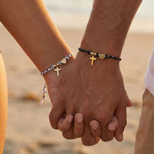 Bracelets de promesse avec pendentif en forme de cœur croisé, corde tressée réglable, bijoux d'amitié, cadeau pour les amoureux, cadeau de la Saint-Valentin - Product Image 2