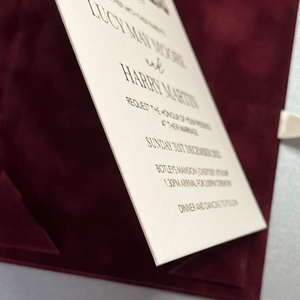 Invitation de mariage personnalisée en velours rouge, ensemble d'invitations en acrylique haut de gamme avec gaufrage doré, ensemble d'invitations de mariage - Product Image 5