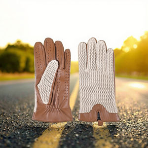 Guantes <span class=keywords><strong>de</strong></span> moto <span class=keywords><strong>de</strong></span> piel <span class=keywords><strong>de</strong></span> oveja genuina sin forro, transpirables, con pantalla táctil, para uso diario al aire libre - Product Image 2