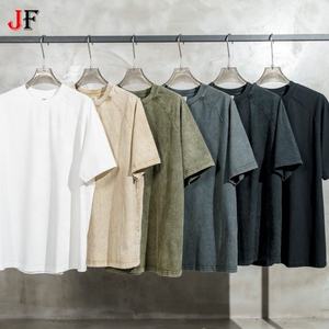เสื้อยืดแขนสั้นทรงแร็กแลน ขอบโค้ง ซัมเมอร์ 270G ล้างสีแบบแอซิดวอช สไตล์วินเทจ สตรีทแฟชั่น - Product Image 1