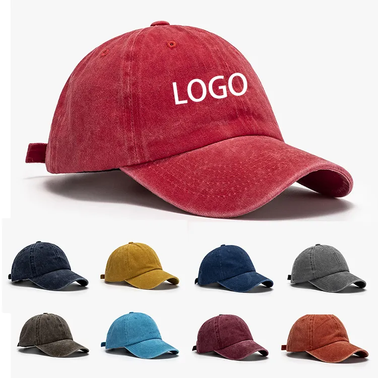 Kustom Topi Olahraga Katun Dicuci Pria Wanita Topi Ayah Tertekan Topi Bisbol Polos Polos Dapat Disesuaikan