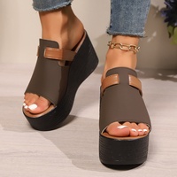 Sandales compensées femme Printemps-Été 2025 – Nouveau style coréen, à enfiler, semelle plateforme épaisse, en PU, rehaussantes