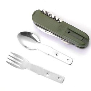 Ensemble de couverts de camping portables avec couteau pliant, fourchette et cuillère - 3 en 1, ustensiles de voyage multifonctions pour l'extérieur, cadeau - Product Image 3