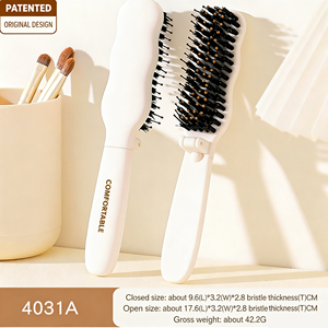 <span class=keywords><strong>Brosse</strong></span> à cheveux portable pliable pour cheveux fins, épais, bouclés, raides, secs, auto-nettoyante, séchage rapide, <span class=keywords><strong>brosse</strong></span> de poche avec poils - Product Image 1