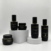 Ensemble de flacons et pots en verre noir mat pour soins de la peau, impression dorée, emballage cosmétique de luxe, contenants en verre pour sérum, lotion, crème