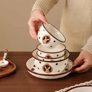 Juego de Vajilla de Cerámica para 4 Personas con Diseño Vintage de Conejito de Pascua, 4 Tazones, 4 Cucharas y 4 Tazas para Parejas, Apto para Microondas - Product Image 4