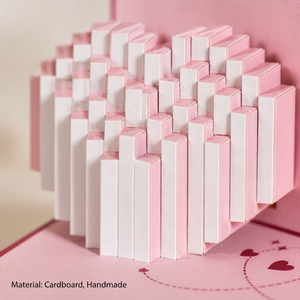 Tarjeta de felicitación plegable 3D con forma de corazón rosa, tarjeta de carta de amor, regalo de arte en papel impreso personalizado - Product Image 4