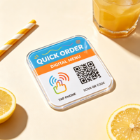 Autocollant de menu NFC en PVC personnalisé OEM, code QR double fonction, scanner pour consulter, bande magnétique, menu numérique, panneau de table pour café, restaurant