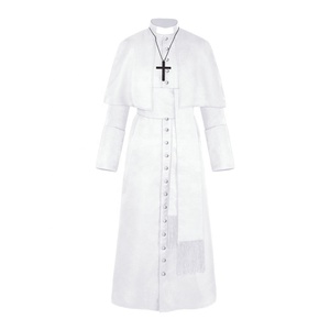 Color sólido sacerdote disfraz Halloween padre bata <span class=keywords><strong>Medieval</strong></span> Vintage Cosplay Iglesia proveedor al por mayor - Product Image 2