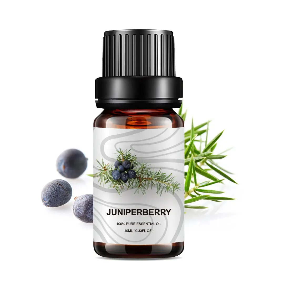 Özel etiket toptan 10 ml uçucu yağ organik ardıç Berry uçucu yağ damıtma difüzör brülör sprey Spa