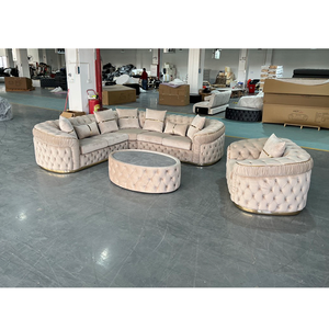 Juego <span class=keywords><strong>de</strong></span> Sofás Chesterfield <span class=keywords><strong>de</strong></span> Lujo Europeo, Patas en Oro Rosa, Tapizado en Terciopelo Blanco con Botones, Muebles para Sala <span class=keywords><strong>de</strong></span> Estar, Venta Directa <span class=keywords><strong>de</strong></span> Fábrica - Product Image 3