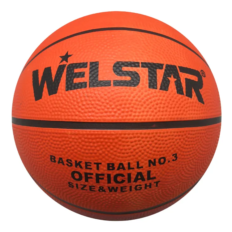 Factory price orange color basketball with Flat channel rubber basketball for mini size 3 basketball