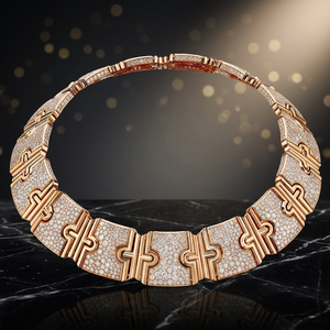 Collar Gargantilla de Oro Rosa con Diamantes, Diseño Geométrico, Micro Pavé, Joyería de Lujo para Mujer, Ideal para Fiestas - Product Image 3