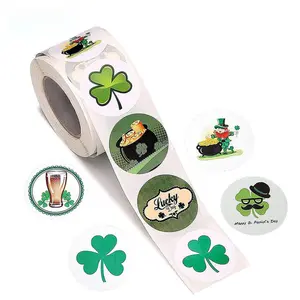 LEMON 500pcs St. Patrick 's Day Decorations Stickers Labels Roll Shamrock Hat Beer Leprechaun Treasure Party Supplies