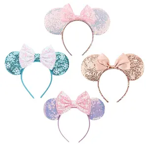 HAWIN Hand Made Mouse Ears Bowtie Headbands Glitter Party Decoration Cosplay Costume for Girls